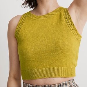 New Madewell Crochet-Trim Crop Sweater Tank. Citrus Lime. Size small. NWT.